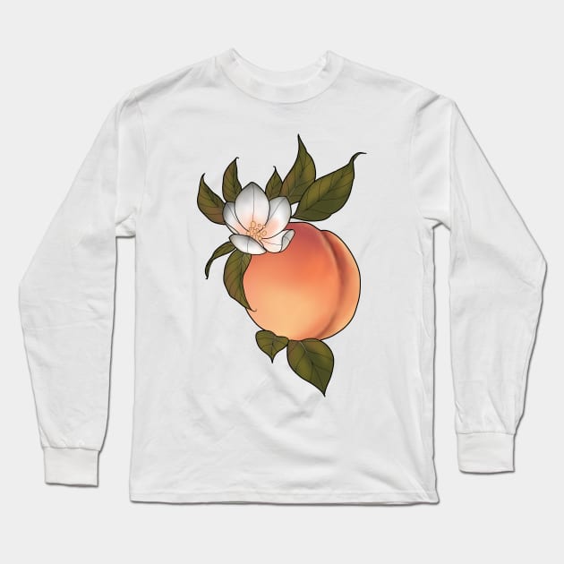 Botanical peach and blossom Long Sleeve T-Shirt by Verre